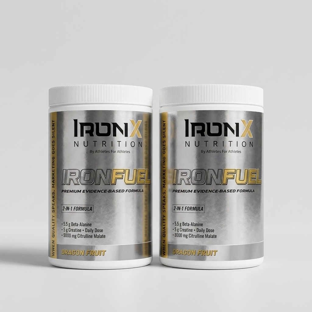 IronFuel 2-Pack — two tubs of 2-in-1 pre-workout with creatine, Dragon Fruit